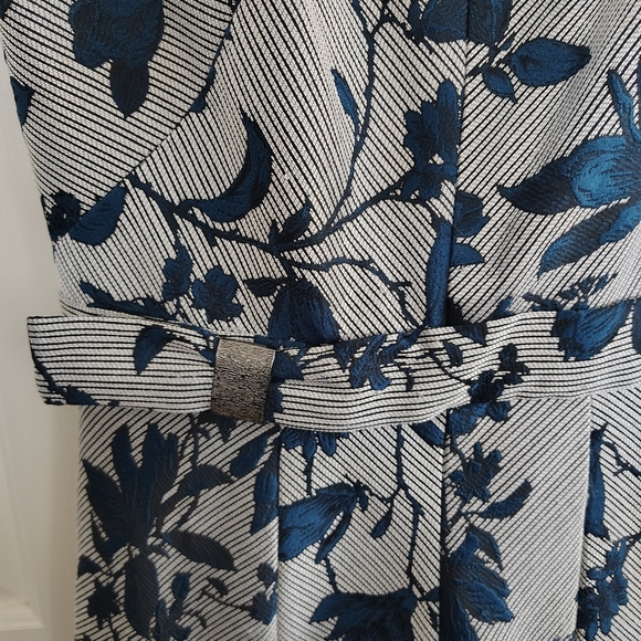 Kay Unger Floral Gown Belted Sleeveless Boat Neck Dress 8 - Picture 3 of 16